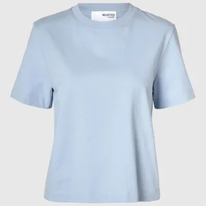 Slfessential Short Sleeve Boxy Tee Cashmere Blue