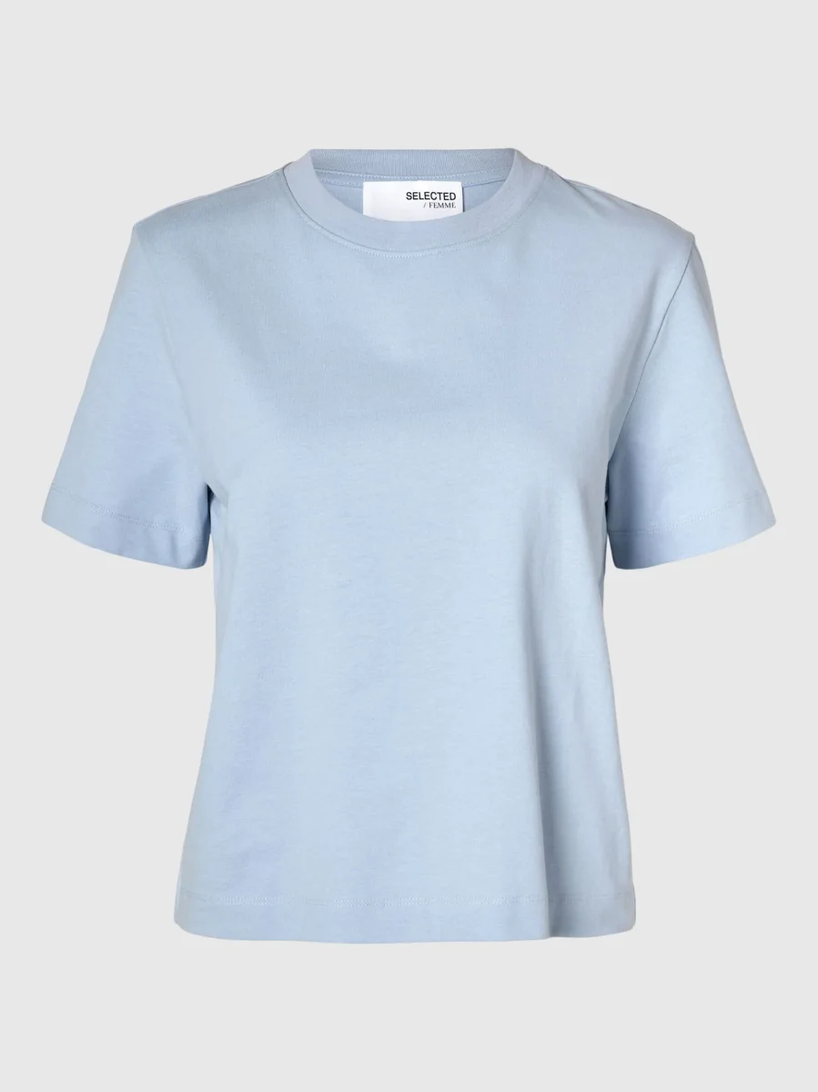 Slfessential Short Sleeve Boxy Tee Cashmere Blue
