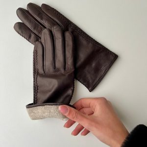 Z-001 Stitch Läderhandske - Brun