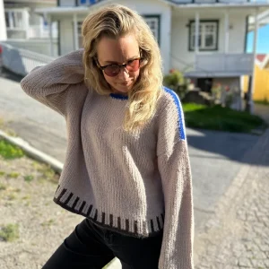 Objtallira Oz Long Sleeve Knit Pullover  Aw White Sand Mel W Pal Bsla R