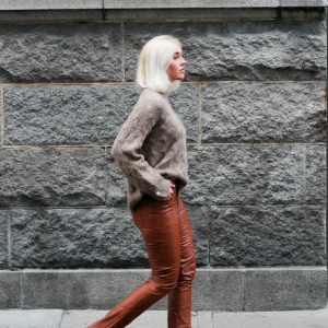Jill Trouser - Lamb Nappa Läderbyxa - Dam - Dark Tan