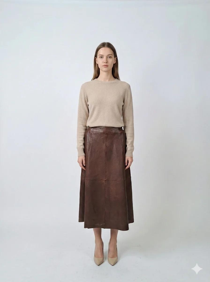 Lång kjol - Lammskinn - Dam - Royal Brown - Bild 2