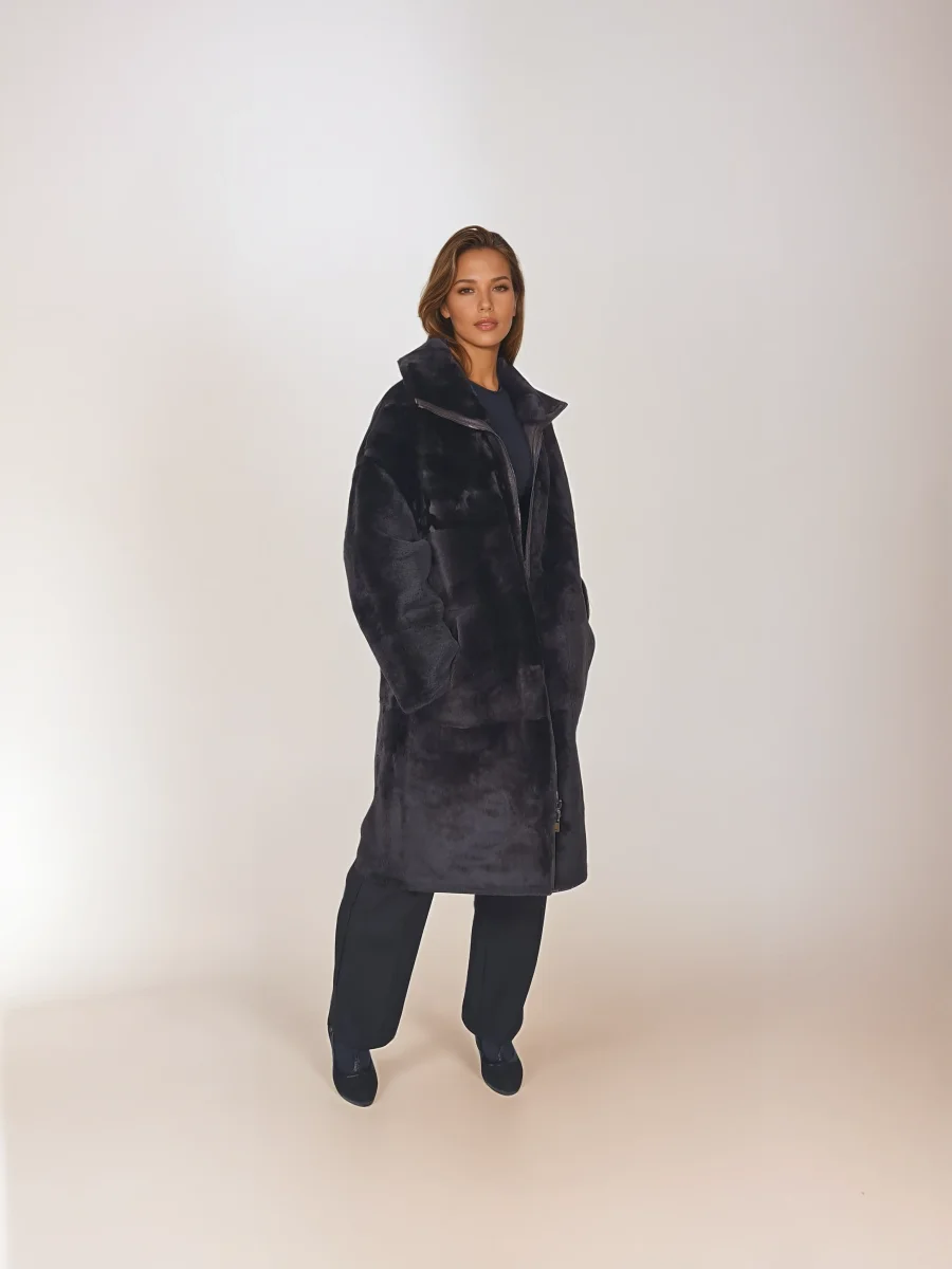 Isilda, 105 cm. - Krage - Nappa Lamb - Dam - Mörkbrun - Bild 3