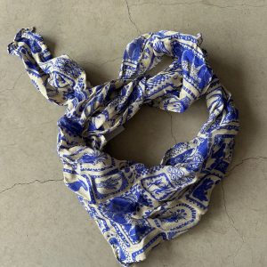 Pcmirandi Square Scarf Birch Blue Tile Print
